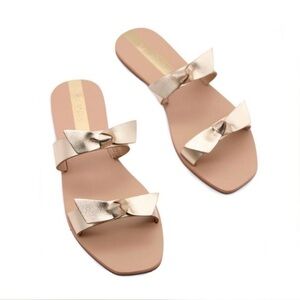 Kaanas Antonia Bow Sandal In Gold